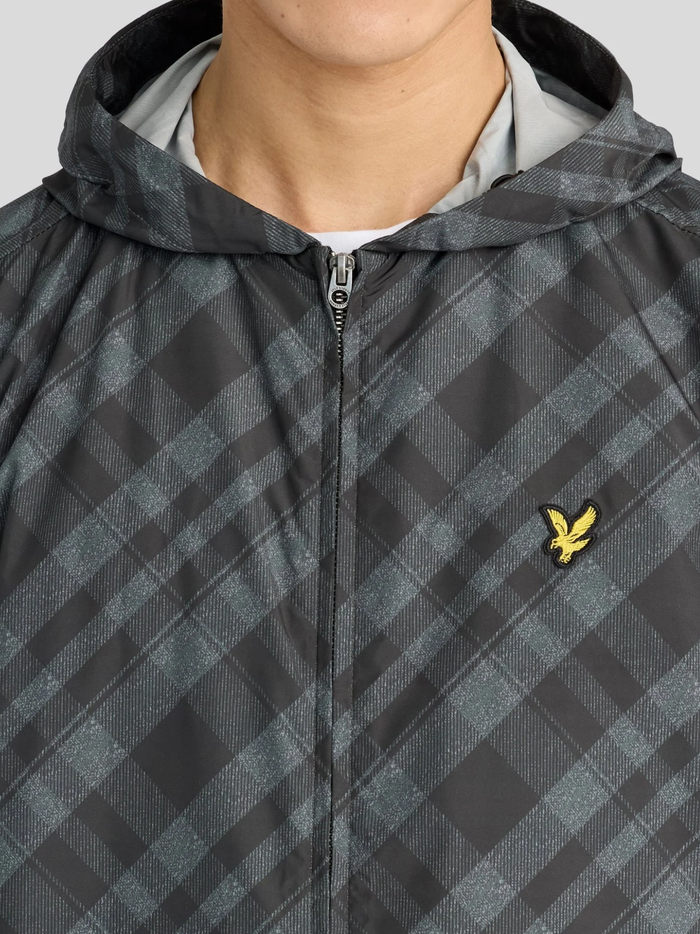 LYLE & SCOTT Tartan Hooded Zip Through Jacket Jet Black