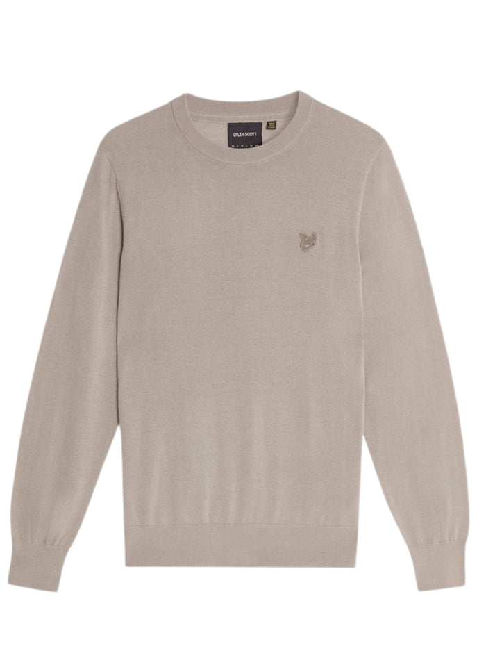 LYLE & SCOTT Tonal Eagle Merino Crew Neck Jumper Nomad - MAISONDEFASHION.COM
