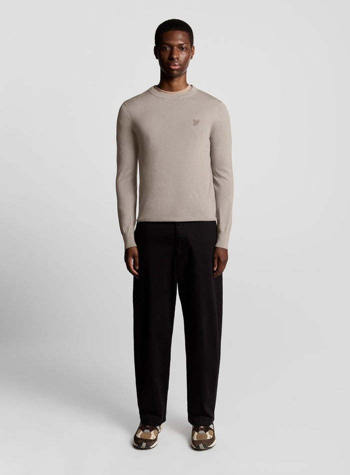 LYLE & SCOTT Tonal Eagle Merino Crew Neck Jumper Nomad - MAISONDEFASHION.COM