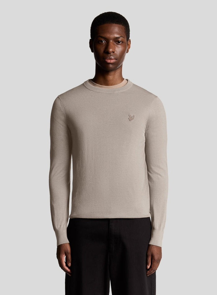 LYLE & SCOTT Tonal Eagle Merino Crew Neck Jumper Nomad - MAISONDEFASHION.COM