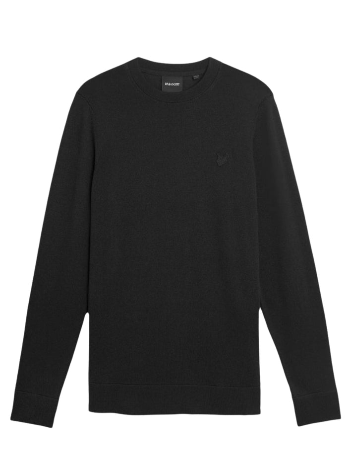 LYLE & SCOTT Tonal Superfine Crew Neck Jumper Jet Black - MAISONDEFASHION.COM