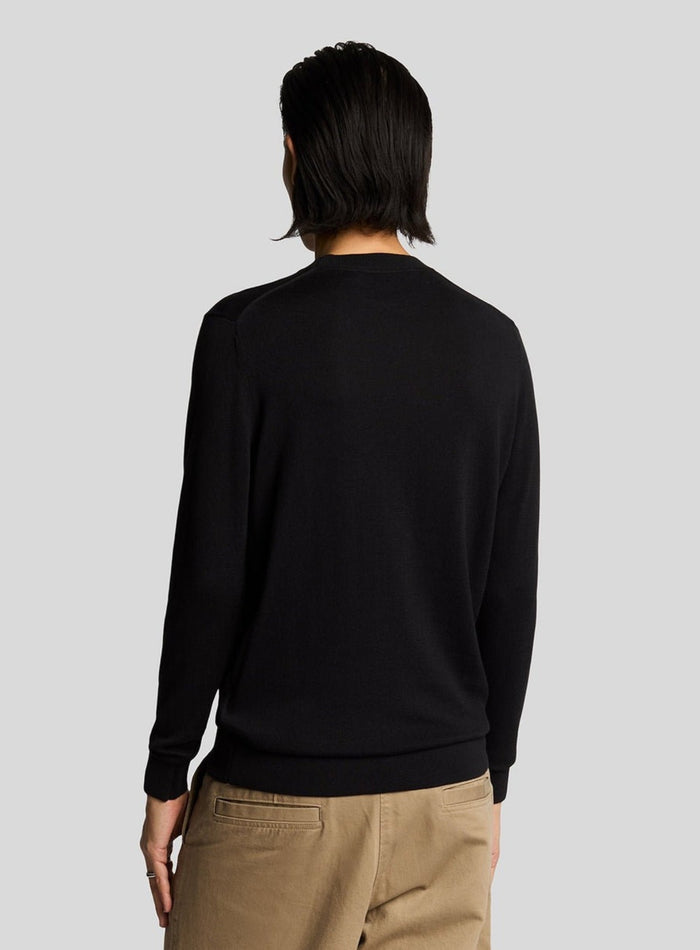 LYLE & SCOTT Tonal Superfine Crew Neck Jumper Jet Black - MAISONDEFASHION.COM