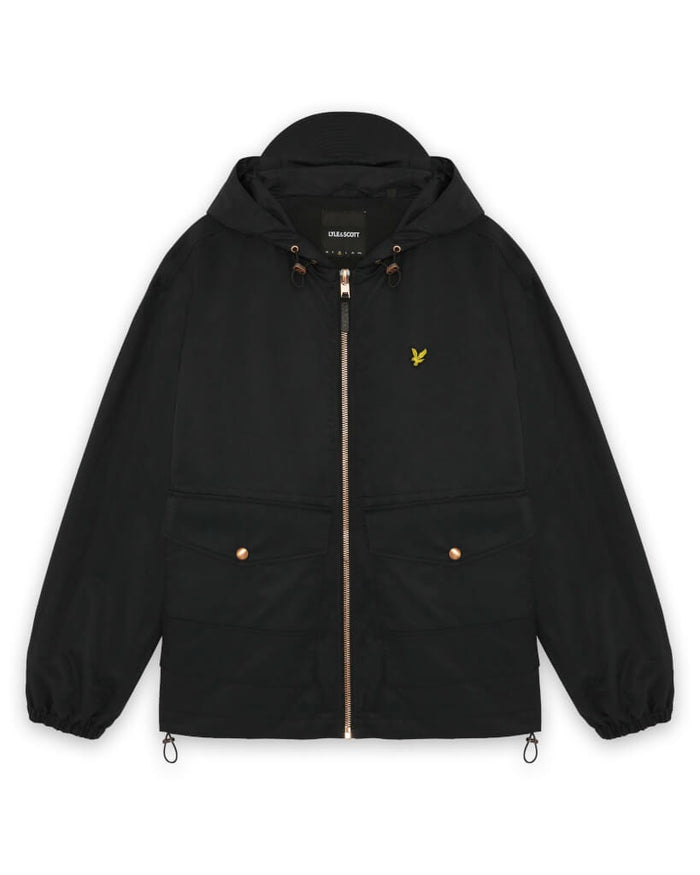 LYLE & SCOTT Waxed Hooded Utility Jacket Jet Black