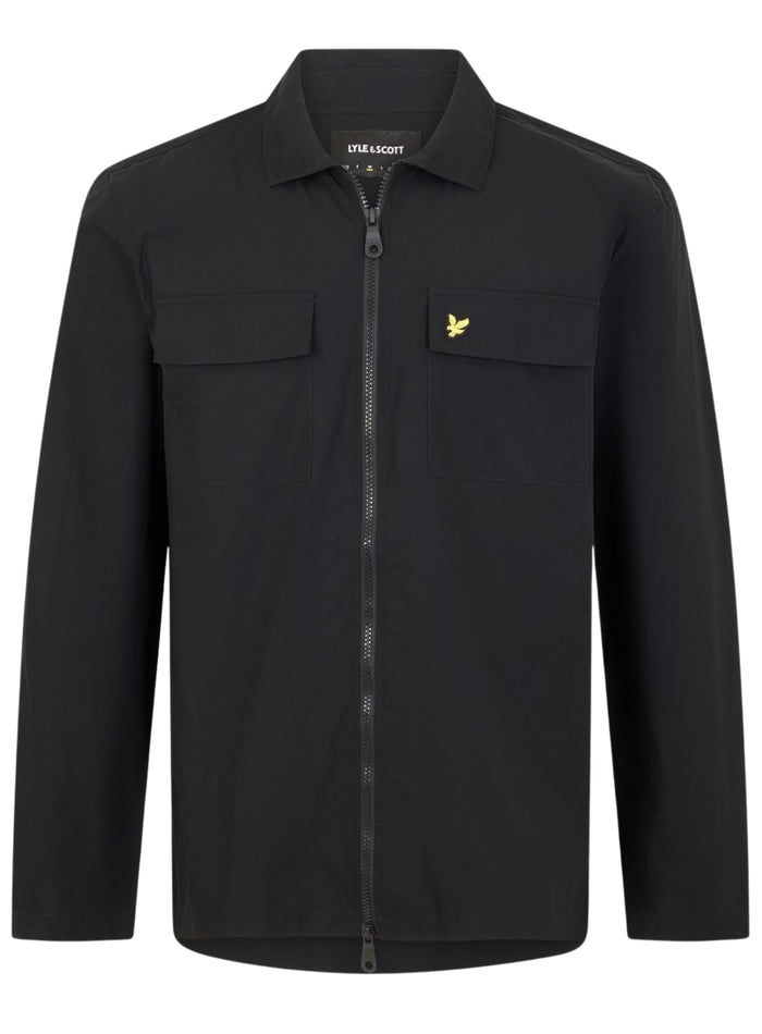 LYLE & SCOTT Zip Through Cotton Overshirt Black - MAISONDEFASHION.COM