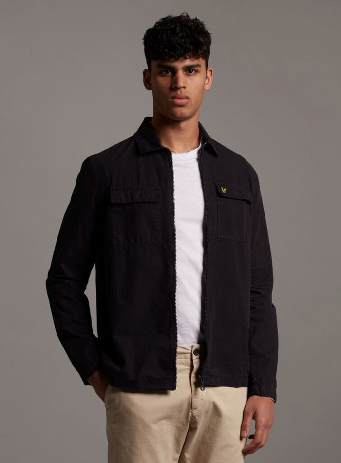 LYLE & SCOTT Zip Through Cotton Overshirt Black - MAISONDEFASHION.COM