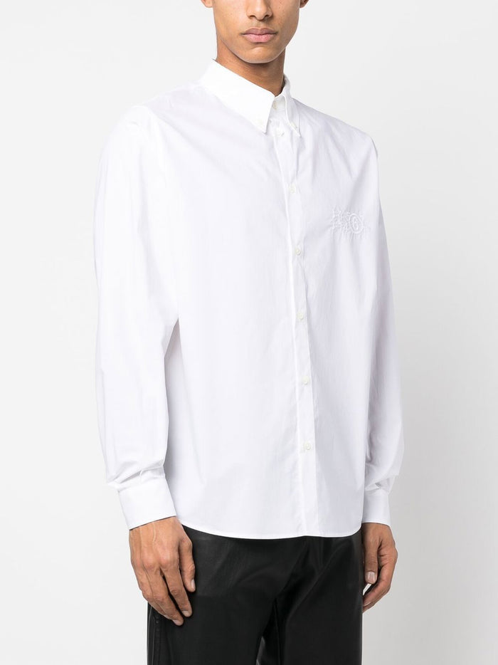 MAISON MARGIELA MM6 MEN Button Down Cotton Shirt White - MAISONDEFASHION.COM