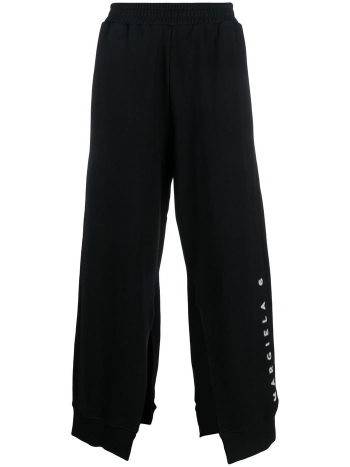 MAISON MARGIELA MM6 WOMEN Logo Print Cotton Track Pants Black - MAISONDEFASHION.COM