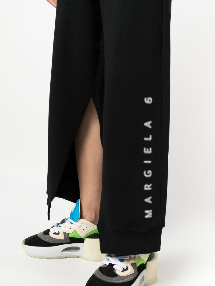 MAISON MARGIELA MM6 WOMEN Logo Print Cotton Track Pants Black - MAISONDEFASHION.COM