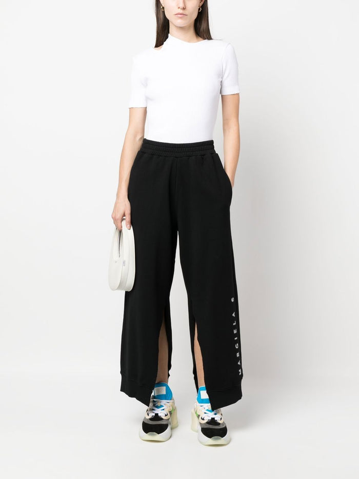 MAISON MARGIELA MM6 WOMEN Logo Print Cotton Track Pants Black - MAISONDEFASHION.COM