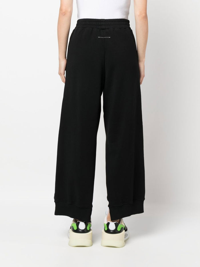 MAISON MARGIELA MM6 WOMEN Logo Print Cotton Track Pants Black - MAISONDEFASHION.COM