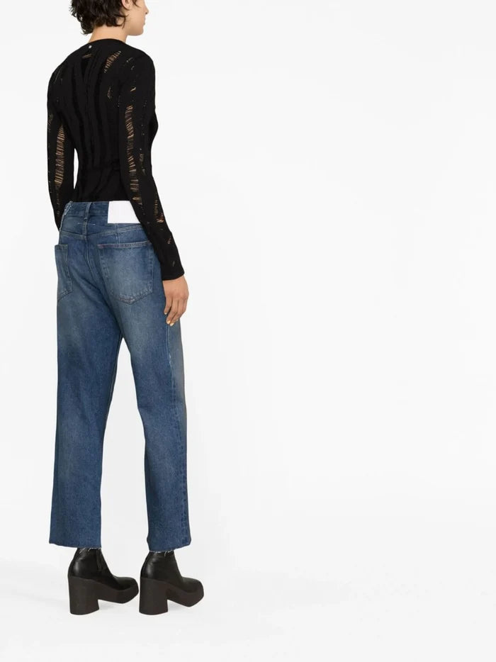 MAISON MARGIELA MM6 WOMEN Mid Rise Straight Leg Jeans Blue - MAISONDEFASHION.COM