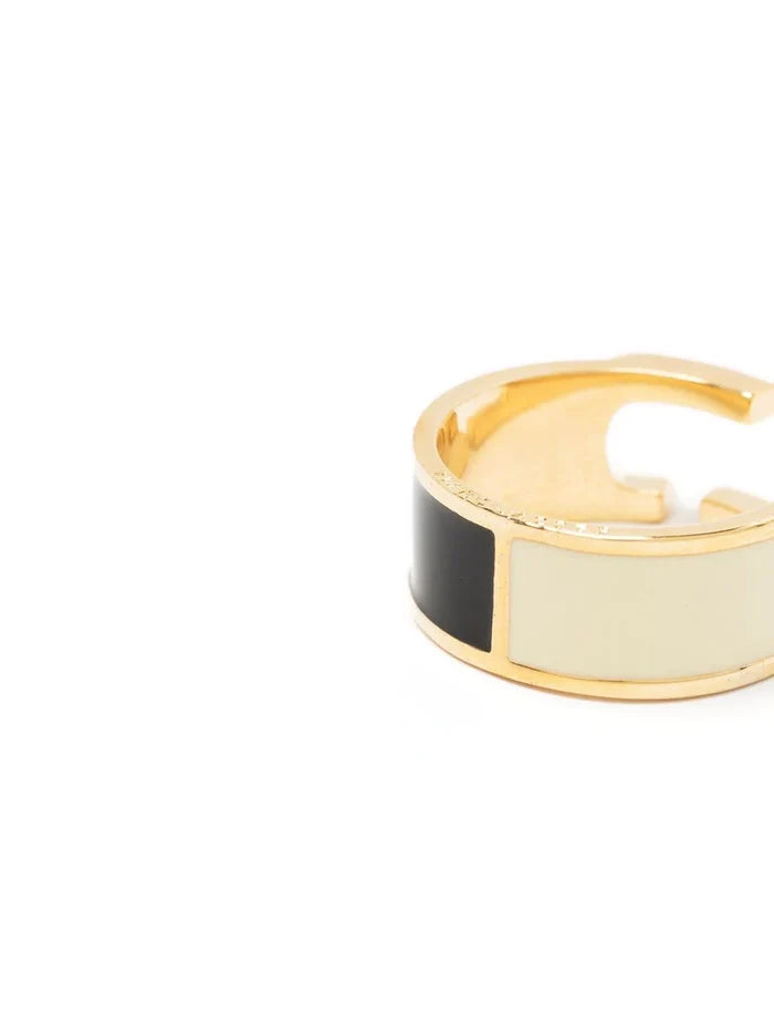 MARC JACOBS WOMEN J Marc Colorblock Metal Ring Black Multi/Gold - MAISONDEFASHION.COM
