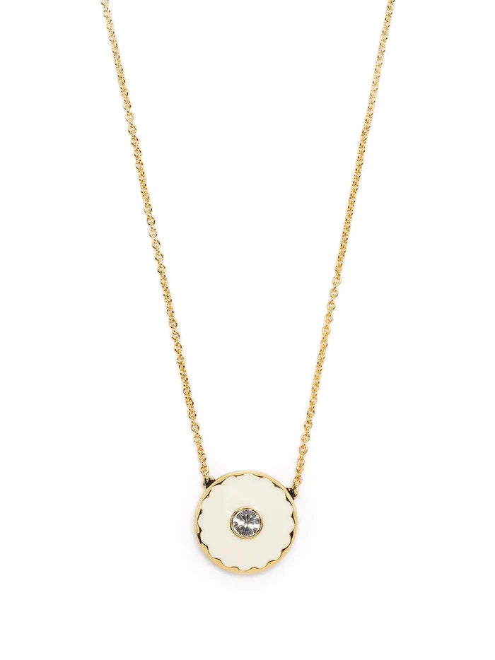 MARC JACOBS WOMEN Medallion Pendant Necklace Cream/Gold - MAISONDEFASHION.COM