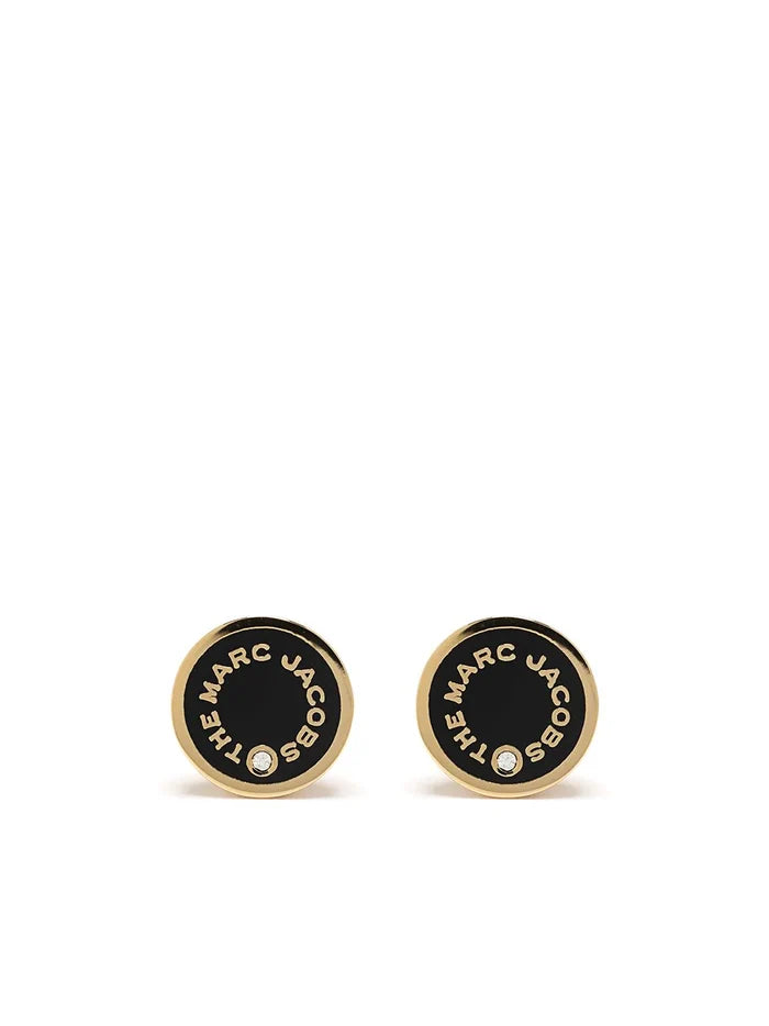 MARC JACOBS WOMEN Medallion Stud Earrings Black/Gold - MAISONDEFASHION.COM