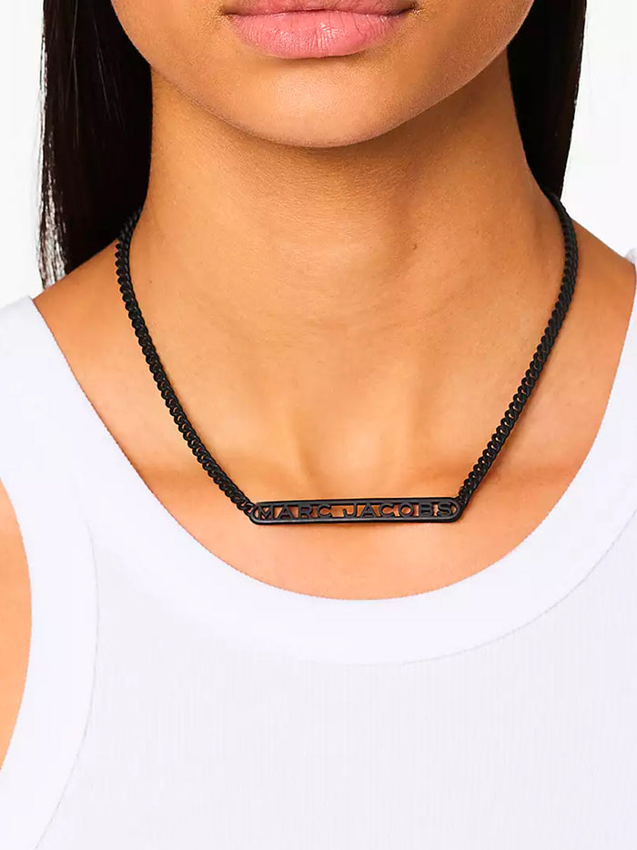 MARC JACOBS WOMEN Monogram Logo Necklace Black - MAISONDEFASHION.COM