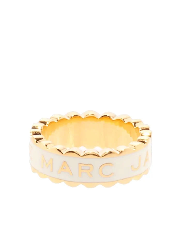 MARC JACOBS WOMEN The Medallion Scalloped Ring Cream/Gold - MAISONDEFASHION.COM