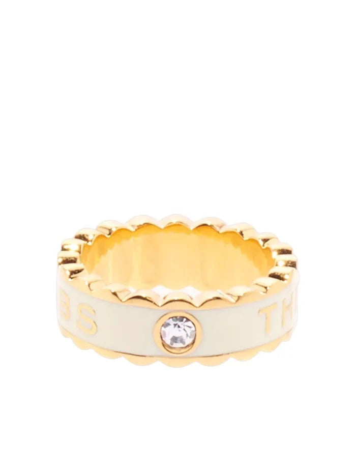 MARC JACOBS WOMEN The Medallion Scalloped Ring Cream/Gold - MAISONDEFASHION.COM