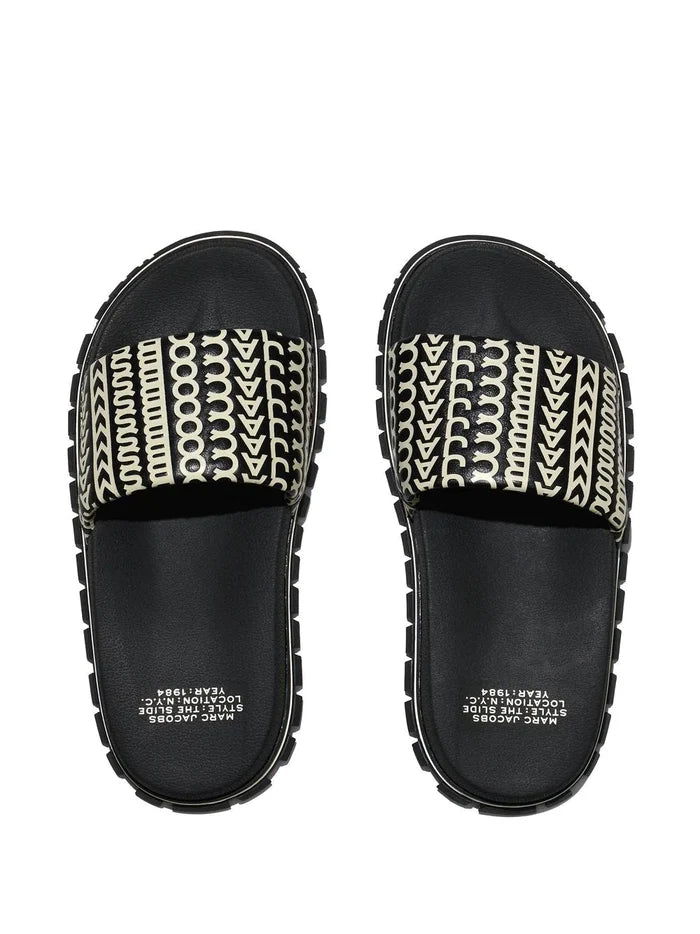 MARC JACOBS WOMEN The Slide Black/Beige - MAISONDEFASHION.COM