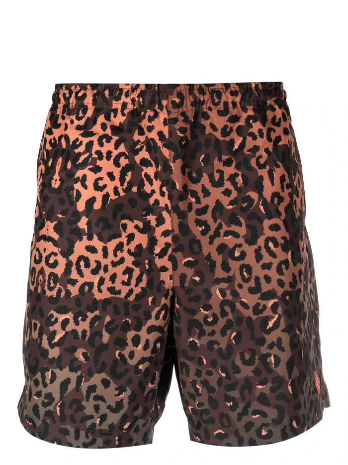 MARCELO BURLON COUNTY OF MILAN Animalier Swimming Shorts Brown Orange - MAISONDEFASHION.COM