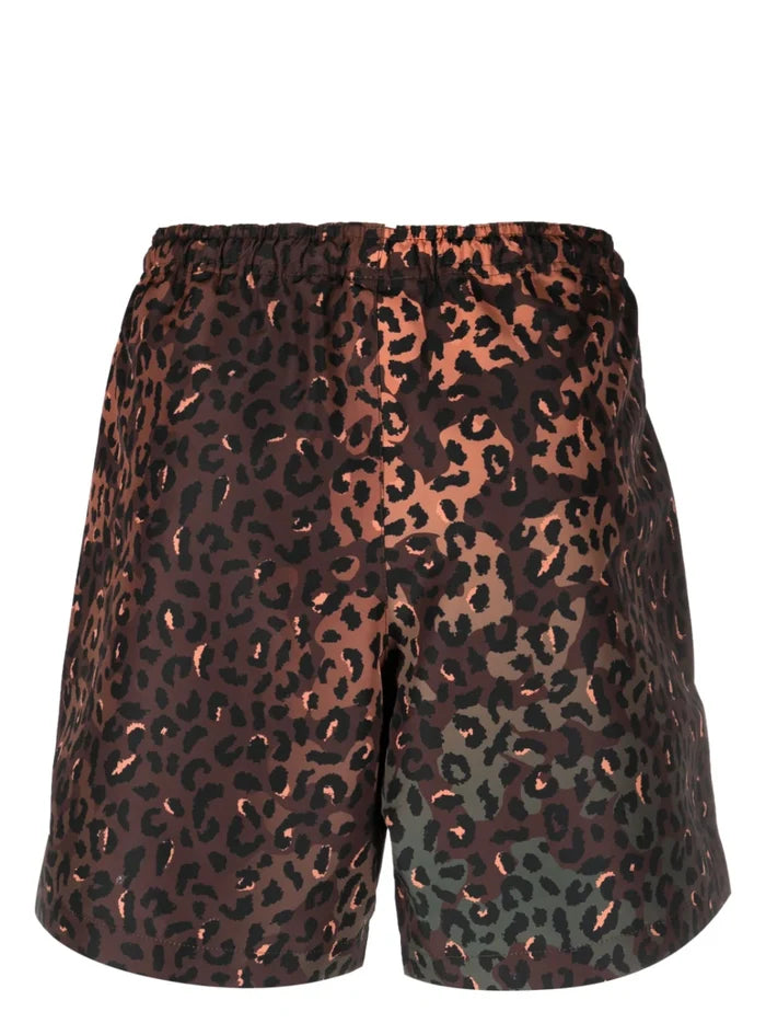 MARCELO BURLON COUNTY OF MILAN Animalier Swimming Shorts Brown Orange - MAISONDEFASHION.COM