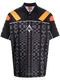 MARCELO BURLON COUNTY OF MILAN  Aop Folk Kappa Soccer Polo Black Dark Grey - MAISONDEFASHION.COM
