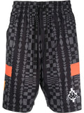 MARCELO BURLON COUNTY OF MILAN Aop Folk Kappa Soccer Shorts Black Dark Grey - MAISONDEFASHION.COM