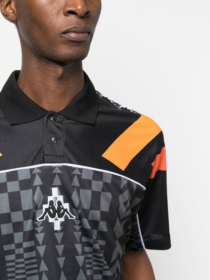 MARCELO BURLON COUNTY OF MILAN Aop Folk Kappa Soccer Shorts Black Dark Grey - MAISONDEFASHION.COM