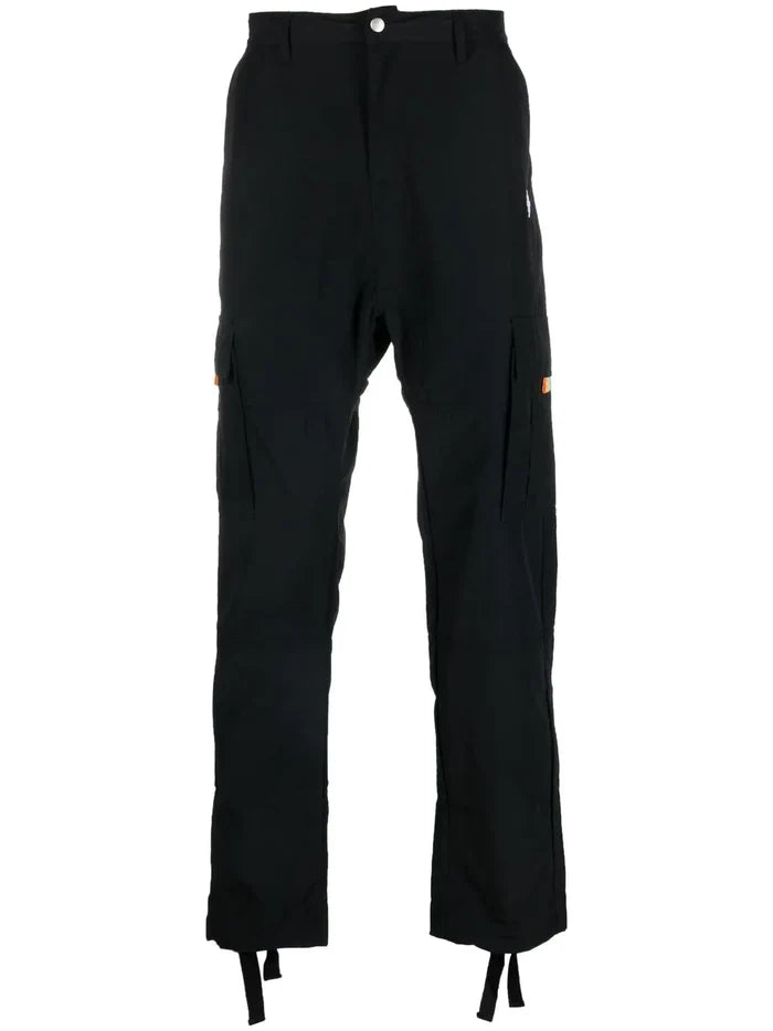 MARCELO BURLON COUNTY OF MILAN Cross Nylon Cargo Pants Black White - MAISONDEFASHION.COM
