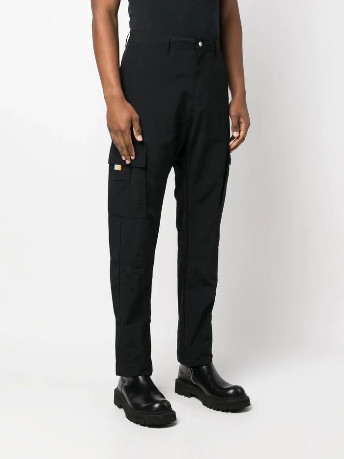 MARCELO BURLON COUNTY OF MILAN Cross Nylon Cargo Pants Black White - MAISONDEFASHION.COM
