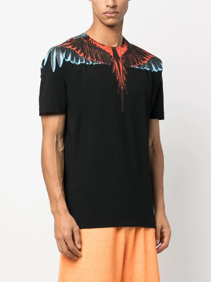 MARCELO BURLON COUNTY OF MILAN  Icon Wings Regular T-Shirt Black Red - MAISONDEFASHION.COM