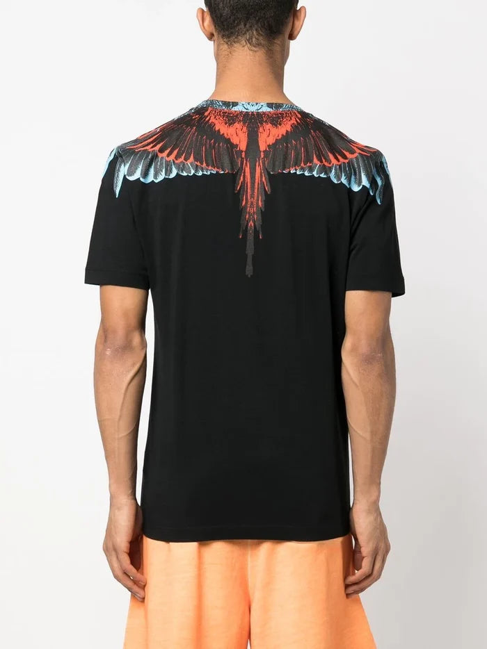 MARCELO BURLON COUNTY OF MILAN  Icon Wings Regular T-Shirt Black Red - MAISONDEFASHION.COM