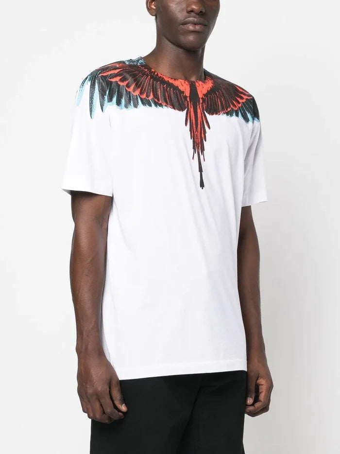 MARCELO BURLON COUNTY OF MILAN Icon Wings Regular T-Shirt White Red - MAISONDEFASHION.COM
