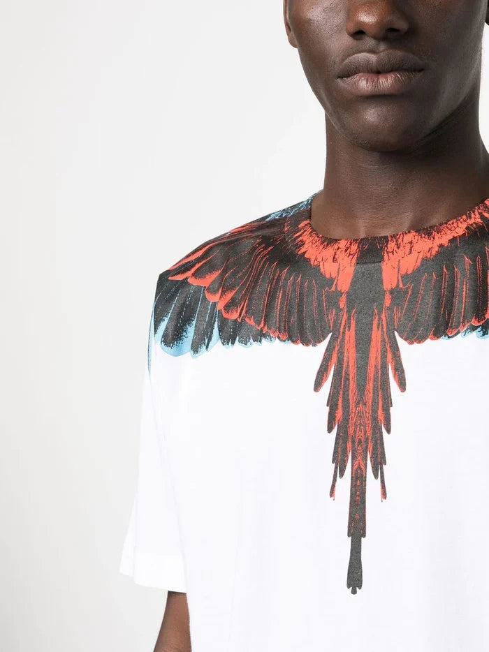 MARCELO BURLON COUNTY OF MILAN Icon Wings Regular T-Shirt White Red - MAISONDEFASHION.COM