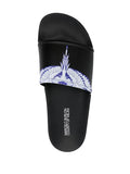 MARCELO BURLON COUNTY OF MILAN MEN Icon Wings Sliders Black White - MAISONDEFASHION.COM