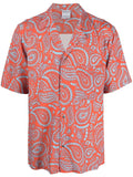 MARCELO BURLON COUNTY OF MILAN Paisley Hawaii Shirt Red Light Blue - MAISONDEFASHION.COM