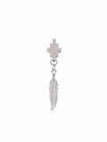 MARCELO BURLON Cross Logo Feather Earring Silver - MAISONDEFASHION.COM