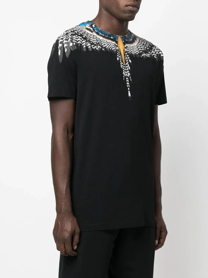 MARCELO BURLON Grizzly Wings Regular T-Shirt Black/Dark Grey - MAISONDEFASHION.COM