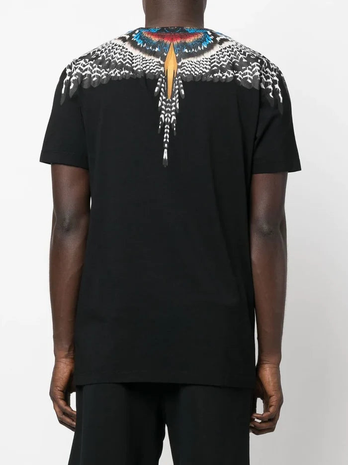 MARCELO BURLON Grizzly Wings Regular T-Shirt Black/Dark Grey - MAISONDEFASHION.COM