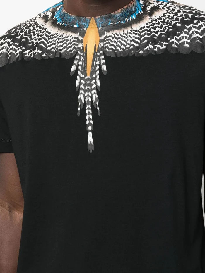MARCELO BURLON Grizzly Wings Regular T-Shirt Black/Dark Grey - MAISONDEFASHION.COM