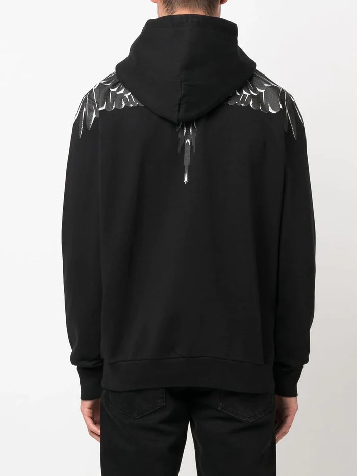 MARCELO BURLON Icon Wings Regular Hoodie Black/Black - MAISONDEFASHION.COM