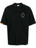 MARCELO BURLON MEN Stitch Cross Over T-Shirt Black Orange - MAISONDEFASHION.COM