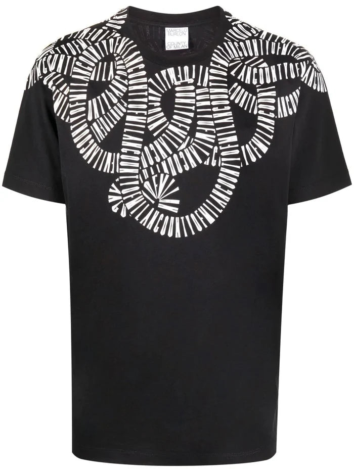 MARCELO BURLON Snake Wings Regular T-Shirt Black/White - MAISONDEFASHION.COM