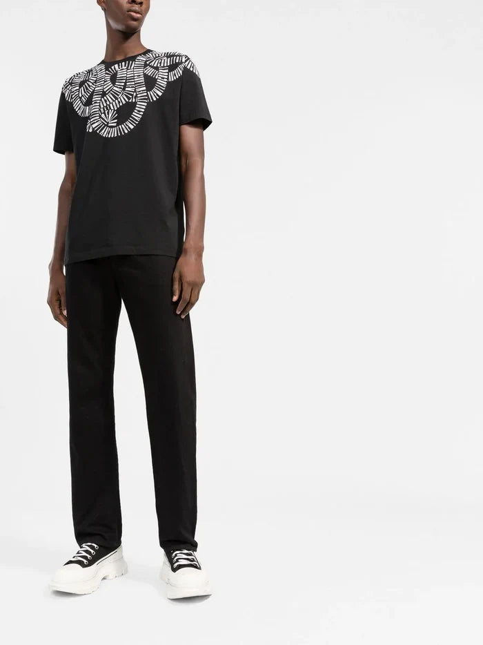 MARCELO BURLON Snake Wings Regular T-Shirt Black/White - MAISONDEFASHION.COM