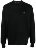 MARINE SERRE Logo-Embroidered Organic-Cotton Long Sleeve T-shirt Black/White - MAISONDEFASHION.COM