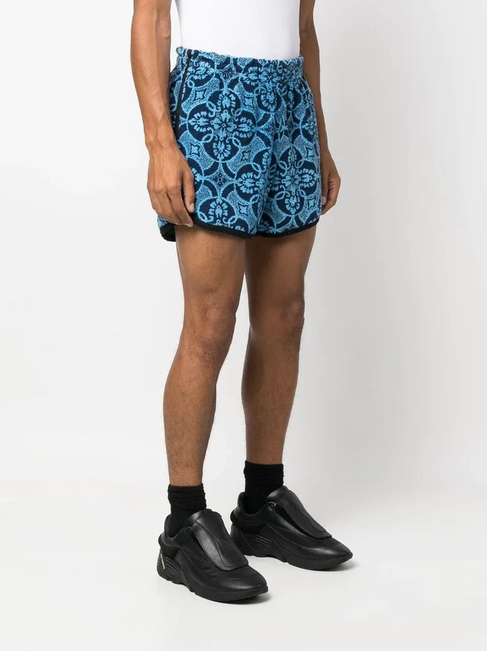 MARINE SERRE Oriental Towels Running Shorts Blue - MAISONDEFASHION.COM