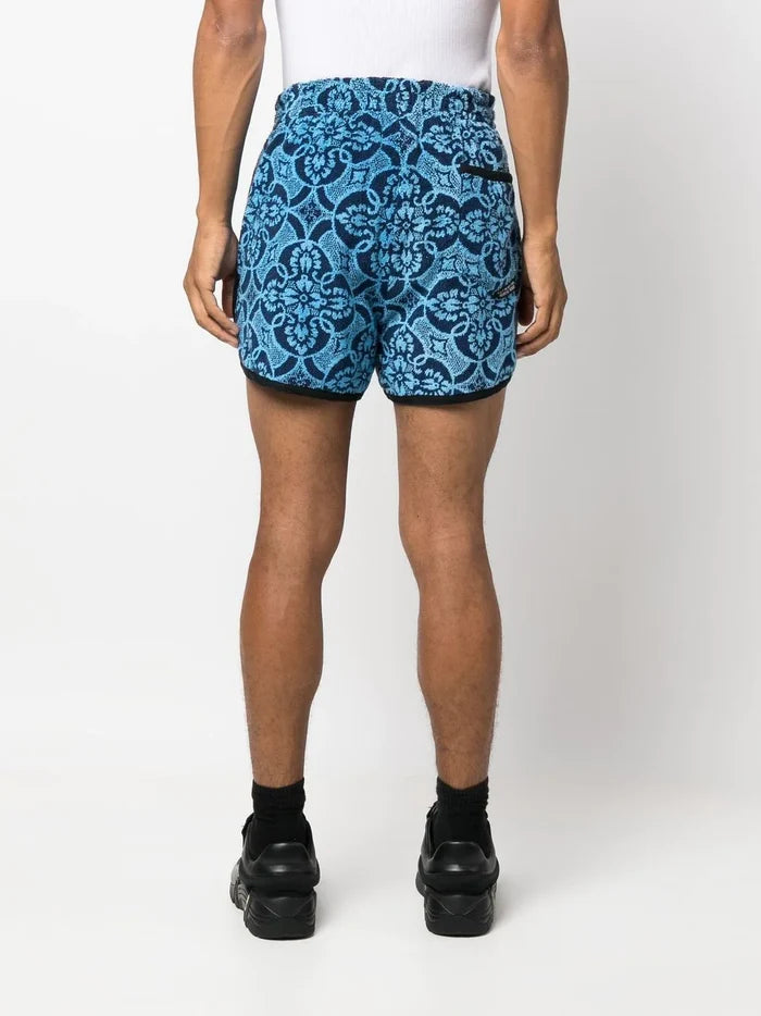 MARINE SERRE Oriental Towels Running Shorts Blue - MAISONDEFASHION.COM