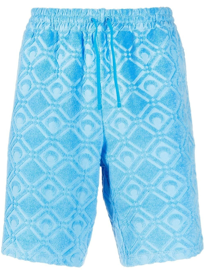 MARINE SERRE Regenerated Sponge Jacquard Sporty Shorts Blue - MAISONDEFASHION.COM