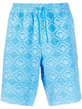 MARINE SERRE Regenerated Sponge Jacquard Sporty Shorts Blue - MAISONDEFASHION.COM