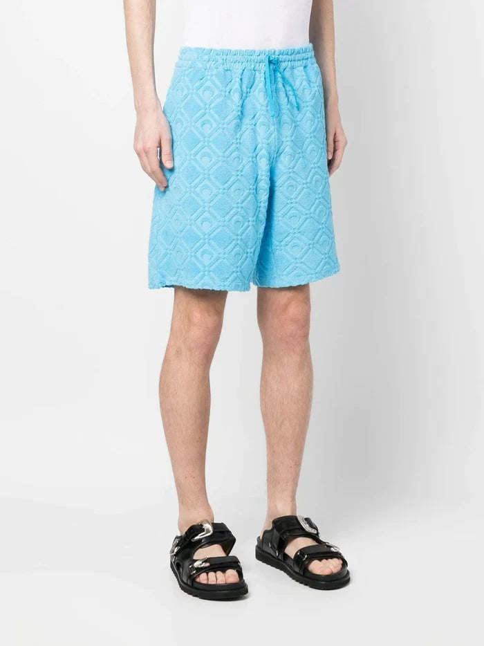 MARINE SERRE Regenerated Sponge Jacquard Sporty Shorts Blue - MAISONDEFASHION.COM