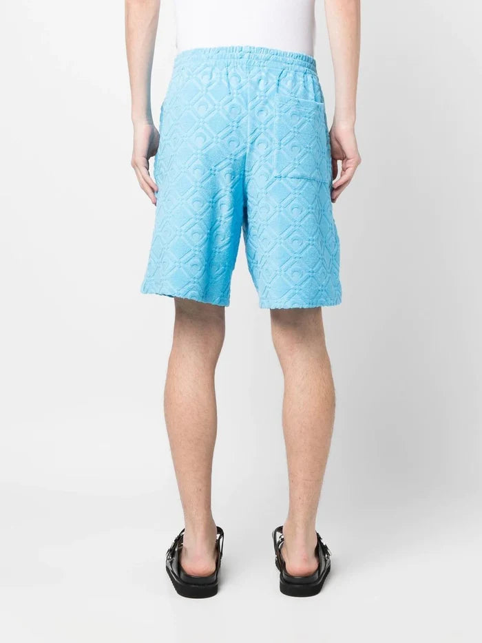 MARINE SERRE Regenerated Sponge Jacquard Sporty Shorts Blue - MAISONDEFASHION.COM